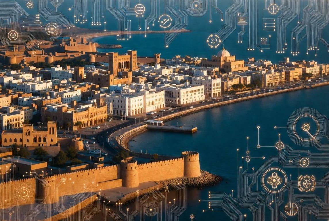 Muscat Oman financial district with FSA building representing virtual asset VASP registration framework in the Gulf region